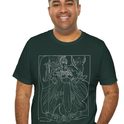 Show your admiration for the goddess of wisdom and warfare with our exclusive Athena t-shirt, inspired byMyth & Magic's YouTube video that delves into her fascinating origins and epic tales. This high-quality tee features a striking design that captures At